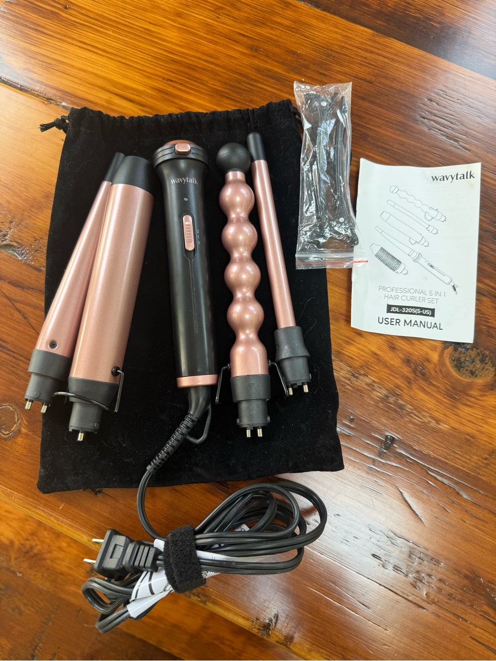 Wavytalk 5-in-1 Professional Hair Curler Set - Rose Gold & Black